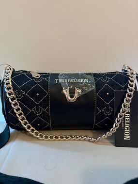 True Religion Black Quilted Chain-Handle Shoulder Bag